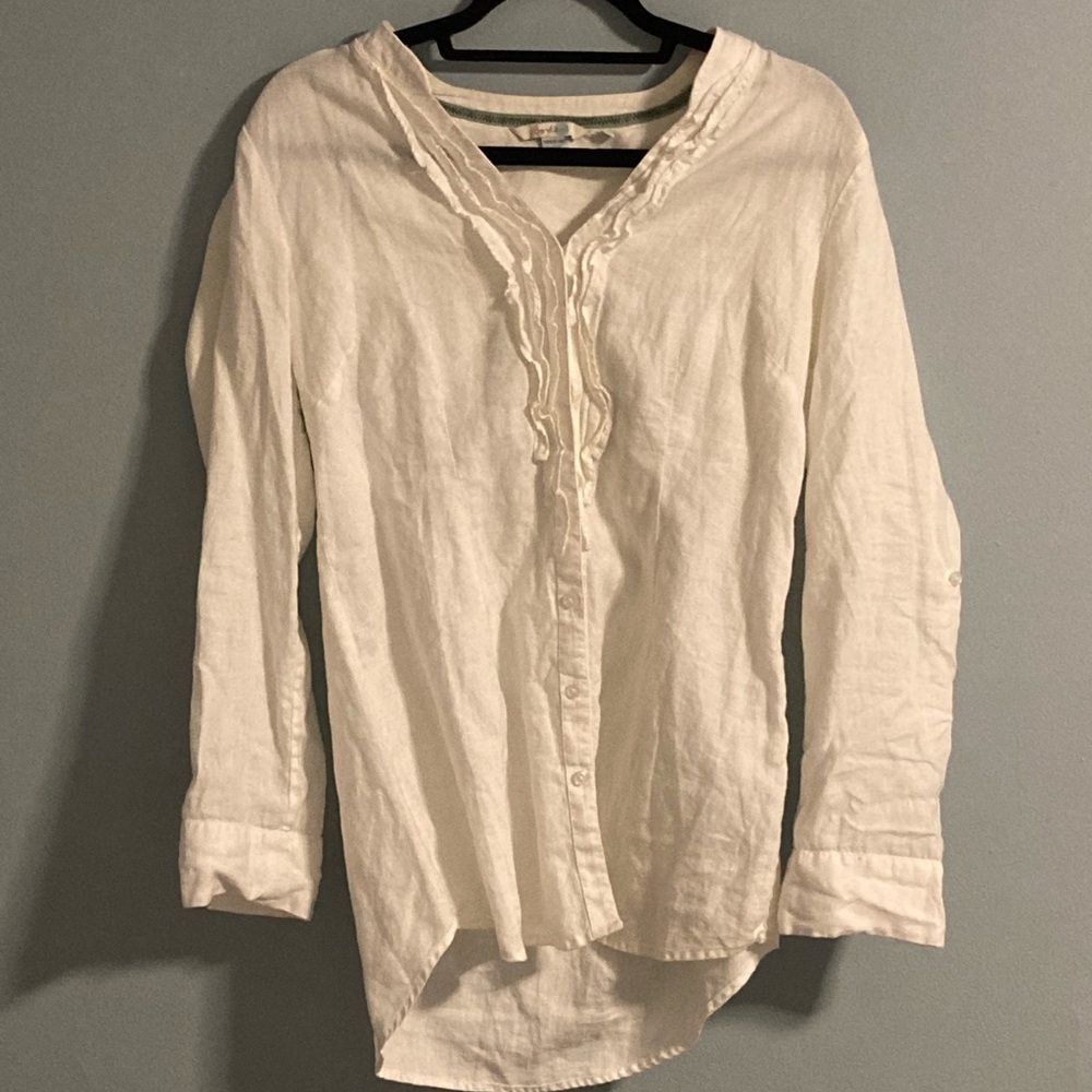 Boden Ruffle Linen Shirt